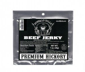 A package of beef jerky with the label buffalo bills.