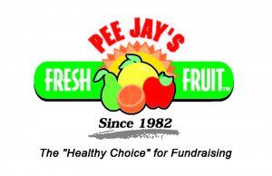 A logo for pee jay 's fresh fruit.