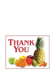 A thank you card with fruit on it