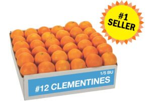 Box of #12 clementines labeled as a #1 seller.